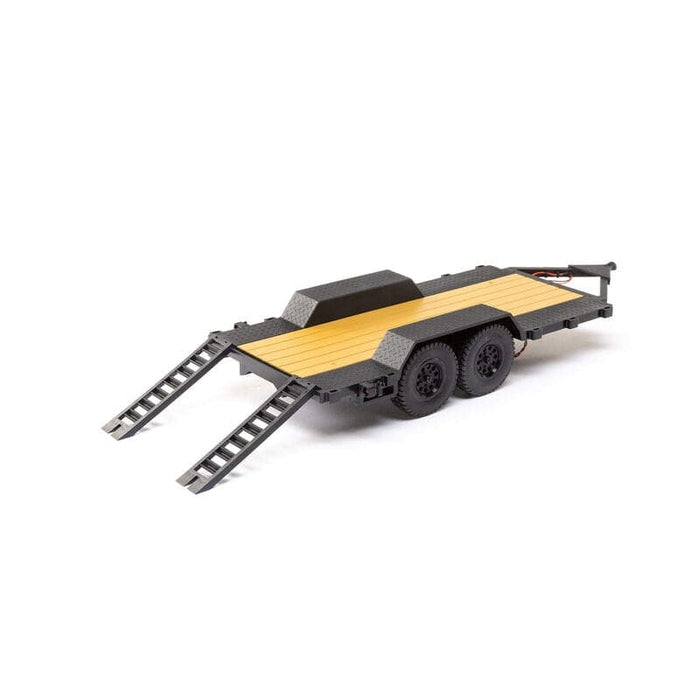 AXI00009 SCX24 Flat Bed Vehicle Trailer with LED Taillights:1/24th