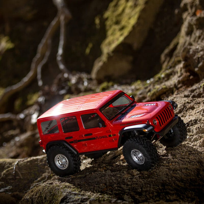 AXI03003BT2 1/10 SCX10 III Jeep JLU Wrangler with Portals RTR, RED/ORANGE in off road 