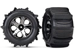 TRA4175  All-Star black chrome wheels, paddle tires, foam inserts