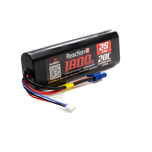 DYNB1822H3 Reaction2 7.4V 1800mAh 2S 20C LiPo, Hardcase EC3
