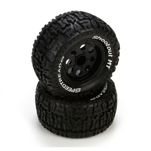 ECX43008 FR/R Tire,Prmnt,Blk Wheel (2):1:10 2wd/4wd Ruckus-In Store Only
