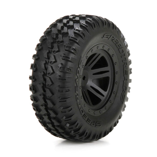 ECX43011 FR Tire, Premount, Black Wheel (2): 1:10 AMP DB-In Store Only