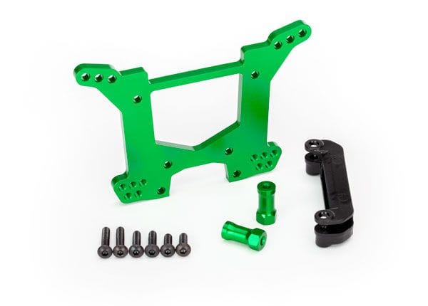 TRA6738G Traxxas Shock tower, rear, 7075-T6 aluminum (green-anodized) (1)/ body mount bracket (1)