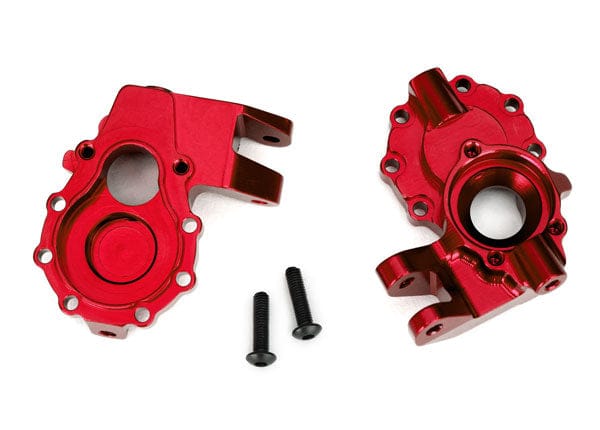 TRA8252R Traxxas Portal housings, inner (front), 6061-T6 aluminum (red-anodized) (2)/ 3x12 BCS (2)