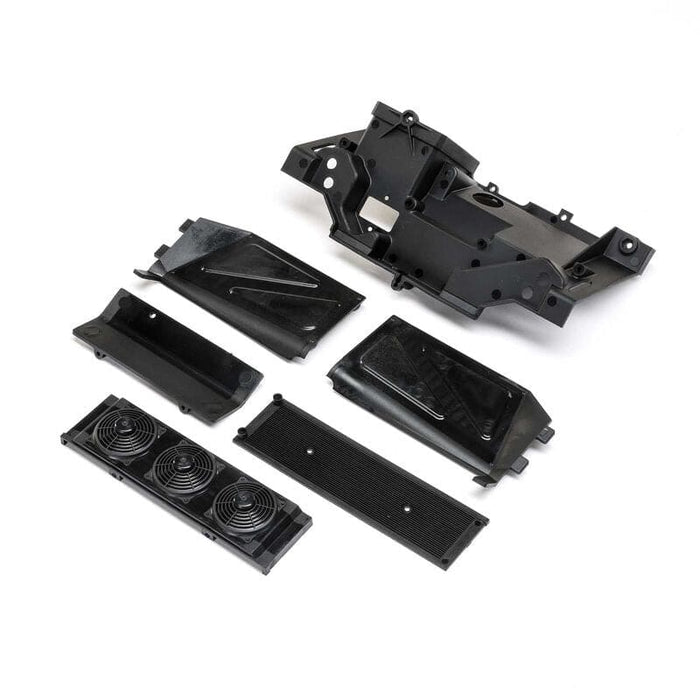 LOS231109 Rear Bulkhead, Fan Panel & Mud Guard: 1/10 Baja Rey 2.0