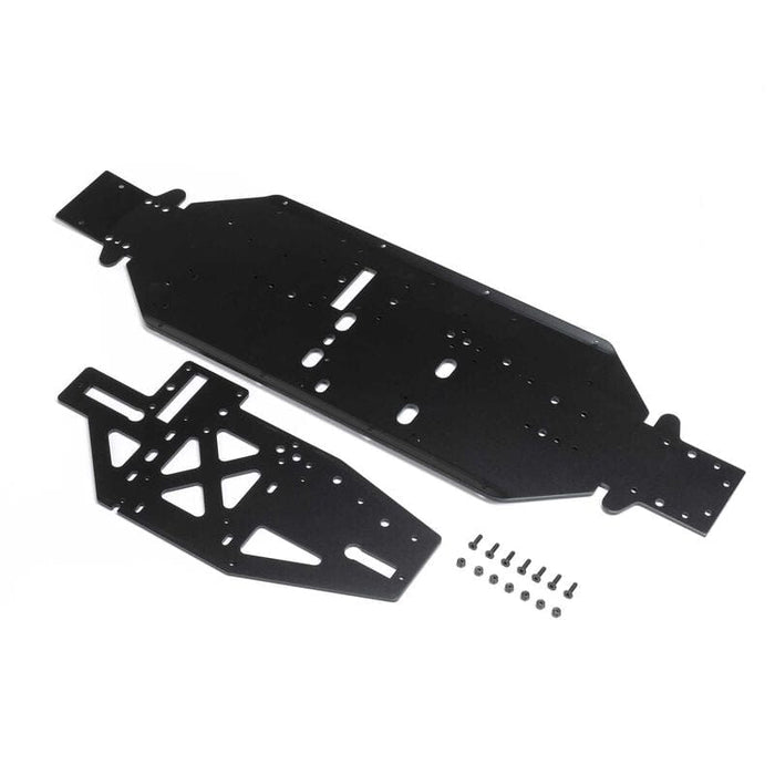 LOS251113 Chassis with Brace Plate, 4mm, Black: DBXL 2.0