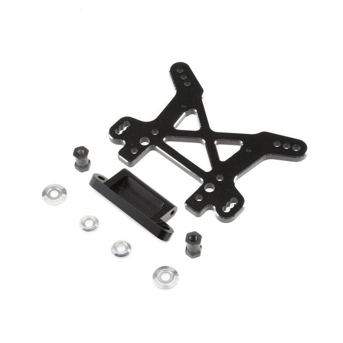 LOS354004 SHOCK TOWER, FRONT, BLACK, ALUMINUM