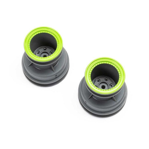 LOS41044 MT Wheel, Green Beadlock, Lt Grey(2): Mini LMT