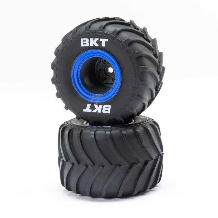 LOS41047 MT Tires, Blue Beadlock, Premount(2): Mini LMT