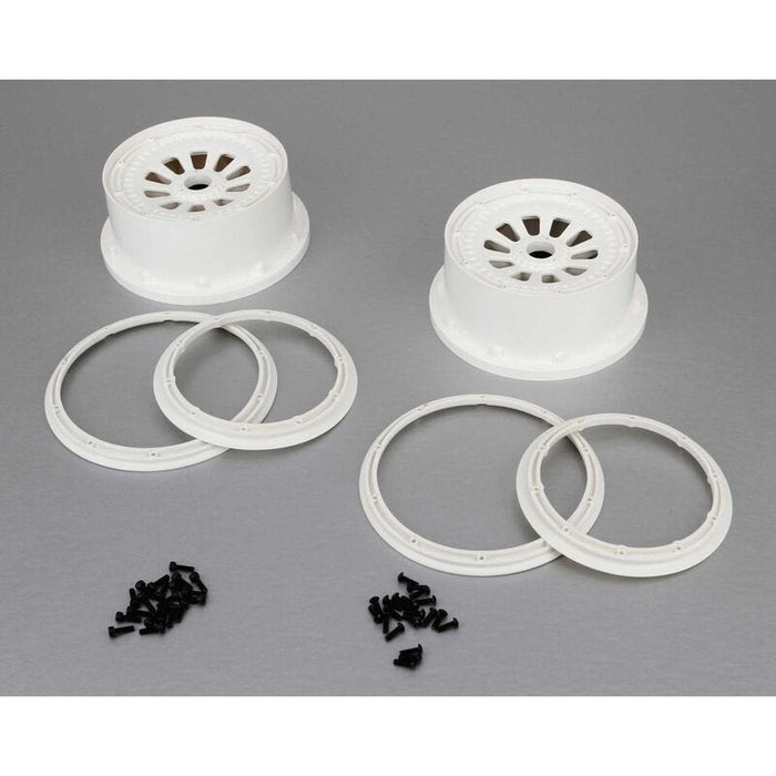 LOSB7033 1/5 Wheel and Beadlock Set 4.75, 24mm Hex, White (2): 5IVE-T