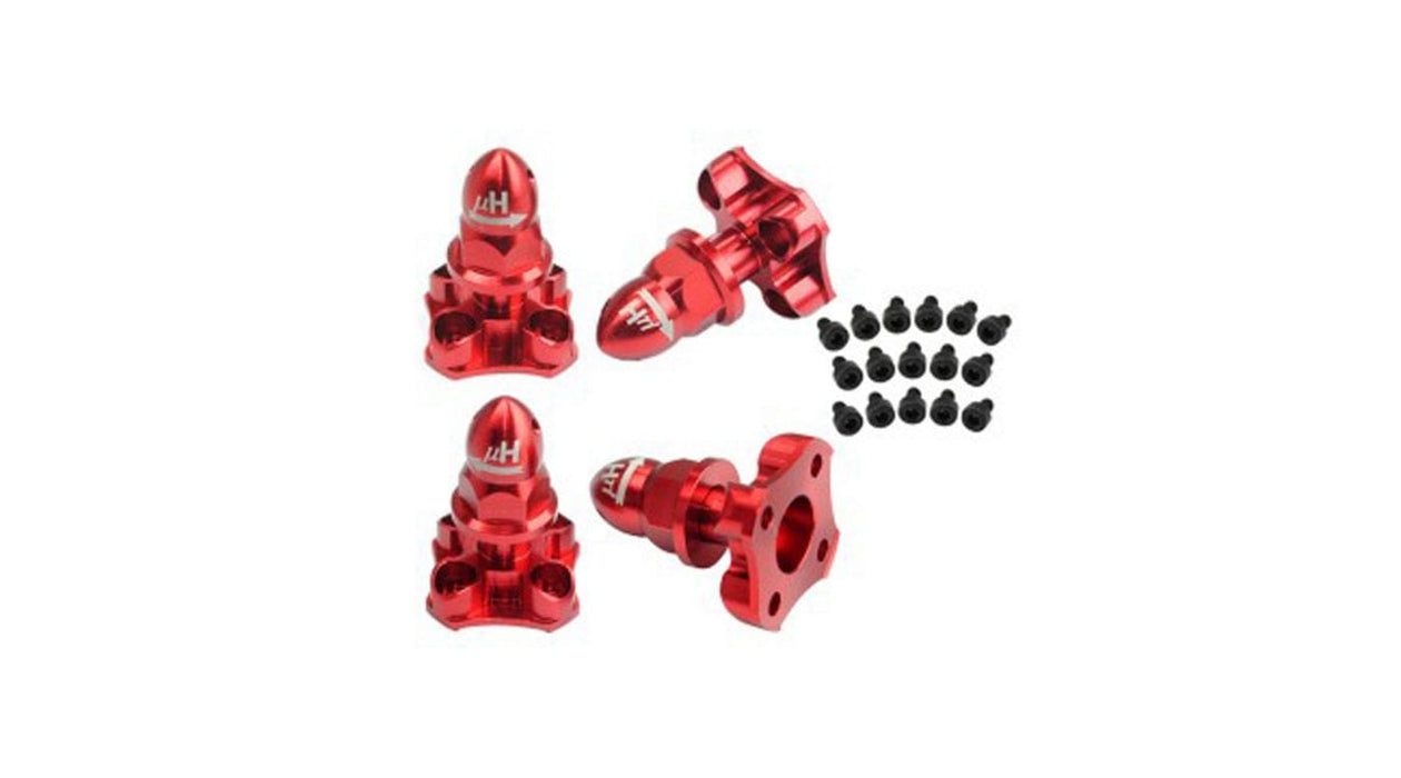 MHE35QX101PN CNC AL Prop Adapter w/ Nut Cap Set, Red: 350 QX