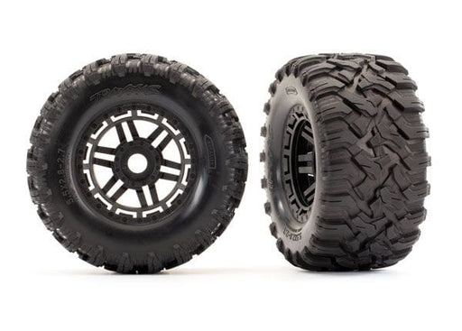 TRA8972 Traxxas Tires & wheels, assembled, glued (black wheels, Maxx All-Terrain tires, foam inserts) (2) (17mm splined) (TSM rated)