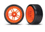 TRA8377A Traxxas Tires and wheels, assembled, glued (split-spoke orange wheels, 1.9' Drift tires) (rear)
