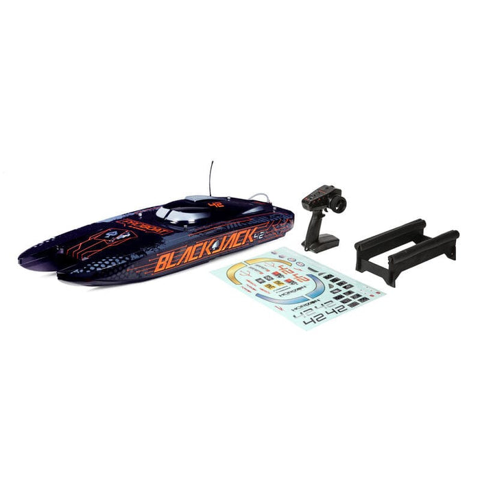 PRB08043T1  ProBoat Blackjack 42 BL 8s SMART RTR(Black)**** YOU will need this part #SPMX50004S100H5 (X2) & SPMXC2060 to run this BOAT
