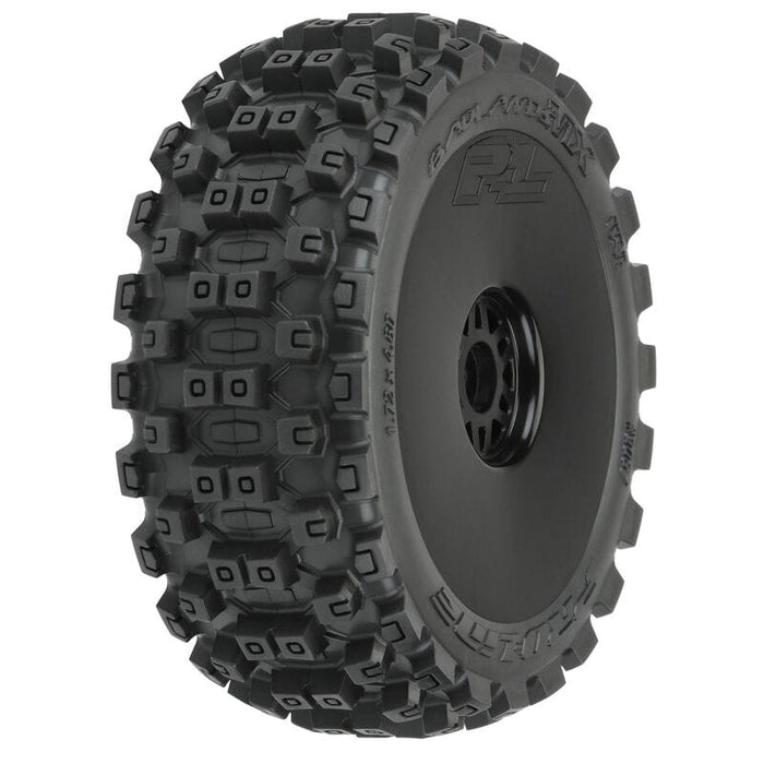 PRO906741 Badlands MX M2 Mounted Black Wheels, F/R (2): 1/8 Buggy