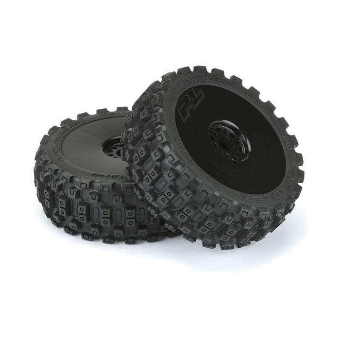 PRO906741 Badlands MX M2 Mounted Black Wheels, F/R (2): 1/8 Buggy