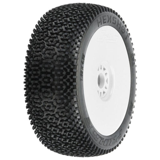 PRO9073233 1/8 Hex Shot S3 Front/Rear Buggy Tires Mounted 17mm White (2)