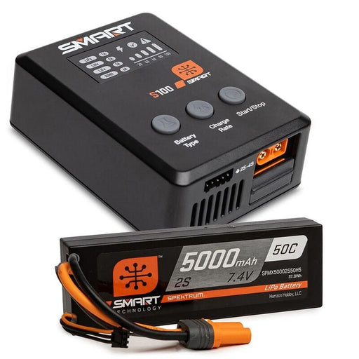 SPMX-1032 Smart Powerstage Surface Bundle: 5000mAh 2S 50C LiPo Battery (IC5) / 100W S100 Charger ***ORDER BBUSBTOC if you need a usb c to usb adapter***