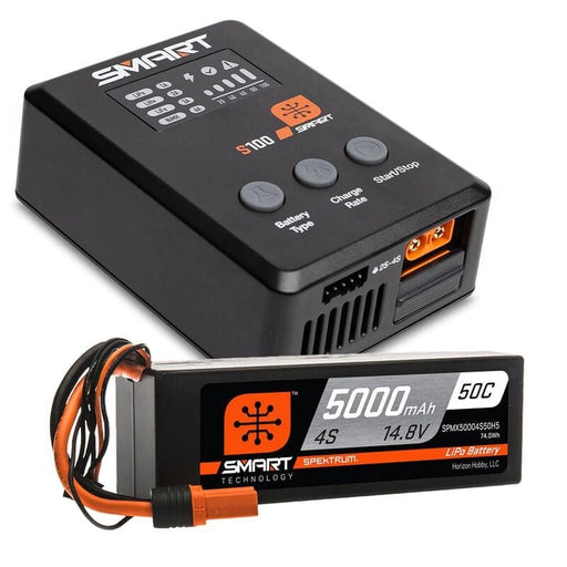 SPMX-1035 Smart Powerstage Surface Bundle: 5000mAh 4S 50C LiPo Battery (IC5) / 100W S100 Charger ***ORDER BBUSBTOC if you need a usb c to usb adapter***