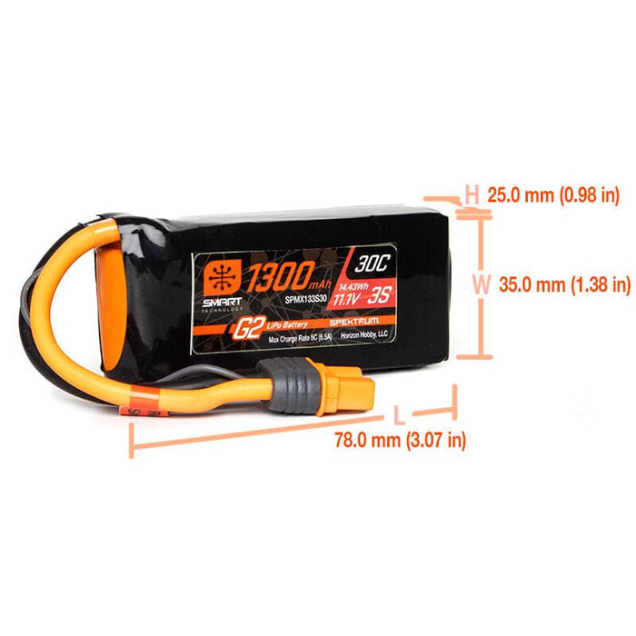 SPMX133S30 1300mAh 3S 11.1V Smart G2 LiPo 30C; IC3