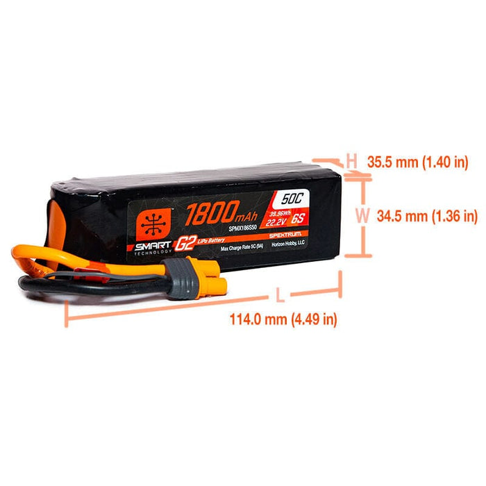 SPMX186S50 1800mAh 6S 22.2V Smart G2 LiPo 50C; IC3