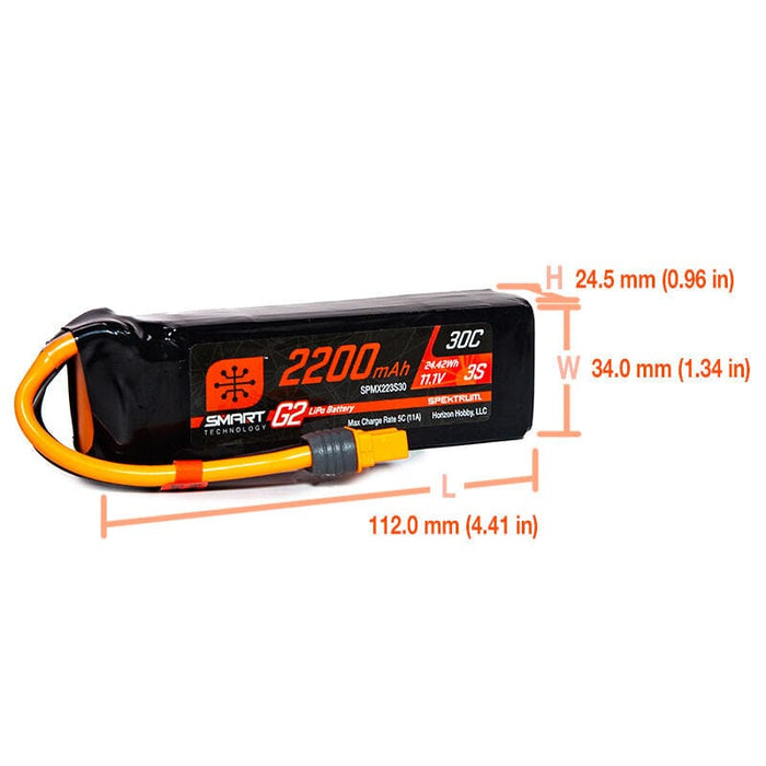 SPMX223S30 2200mAh 3S 11.1V Smart G2 LiPo 30C; IC3 ***IF YOU ORDER THIS PRODUCT  ON THIS SALE, IT IS FINAL SALE***