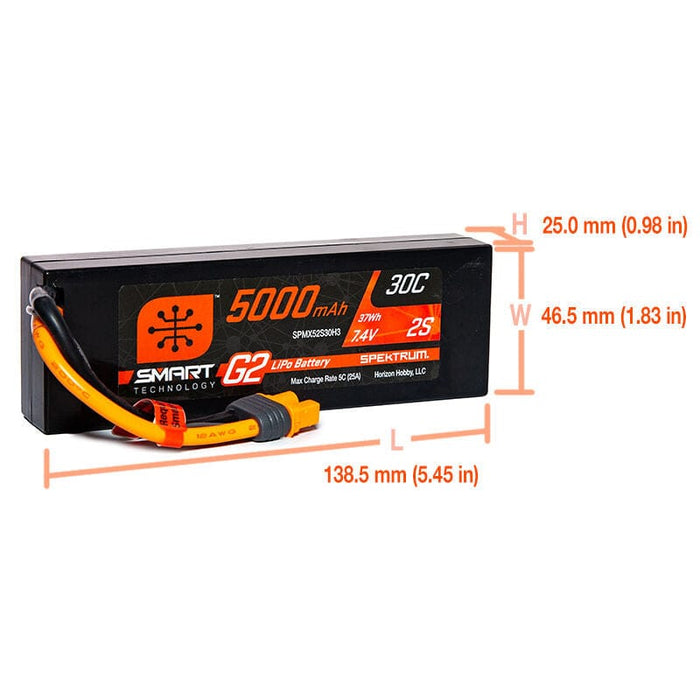 SPMX52S30H3 5000mAh 2S 7.4V Smart G2 LiPo 30C Hard Case; IC3