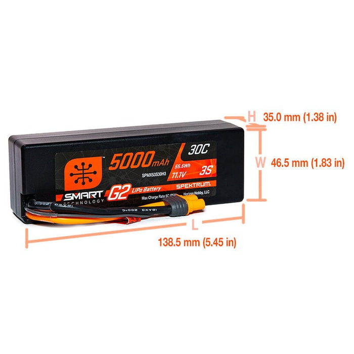 SPMX53S30H3 5000mAh 3S 11.1V Smart G2 LiPo 30C Hard Case; IC3