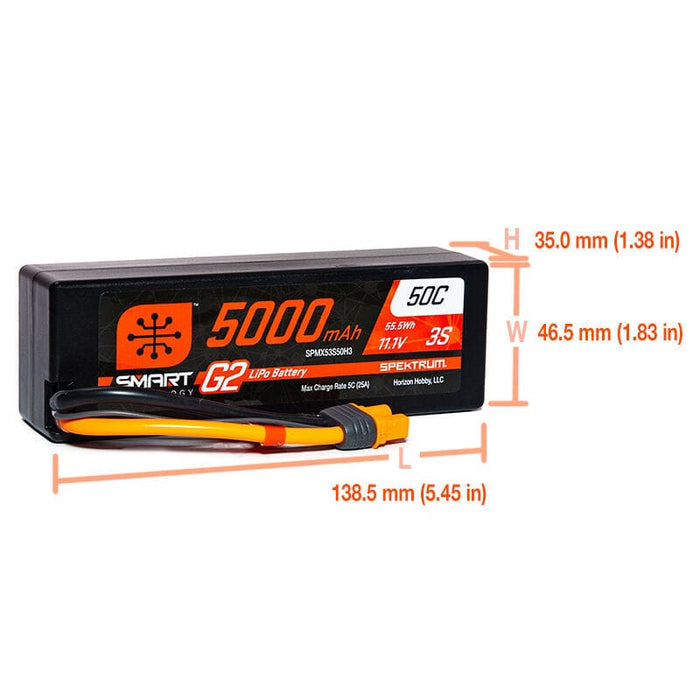 SPMX53S50H3 5000mAh 3S 11.1V Smart G2 LiPo 50C Hard Case; IC3