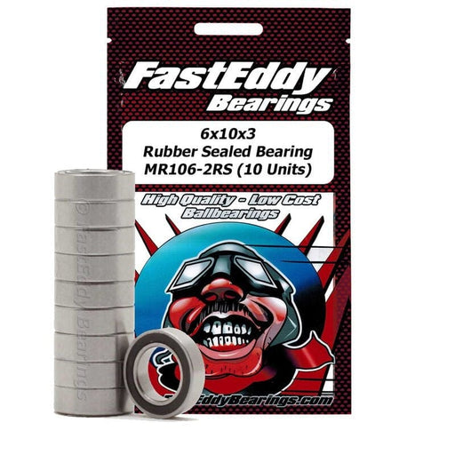 TFE274 6x10x3 Rubber Sealed Bearing, MR106-2RS (10)