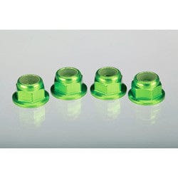  Nuts, aluminum, flanged, serrated (4mm) (green-anodized)(4)