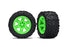 TRA6774G Traxxas Tires & wheels, assembled, glued (2.8') (Rustler 4X4 green wheels, Talon Extreme tires, foam inserts) (electric rear) (2) (TSM rated)