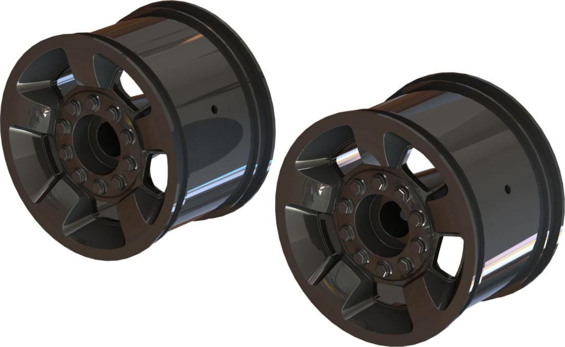 ARA510117 Mt 2.8" Wheel 14mm Hex (Black Chrome/2)