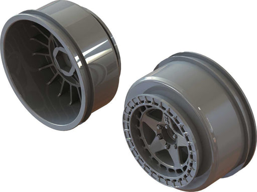 ARA510126 SC 2.2"/3.0" Wheel 14mm Hex Gun Metal (2)