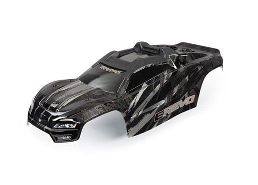 TRA8611R Traxxas Body, E-Revo, Black/ window, grill, lights decal sheet