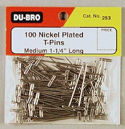 DUB253 T-Pins, Nickel Plated, 1-1/4" (100)