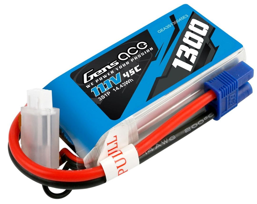 GEA3S130045E3 Gens Ace 1300mAh 3S1P 11.1V 45C LiPo EC3 Plug Soft Case
