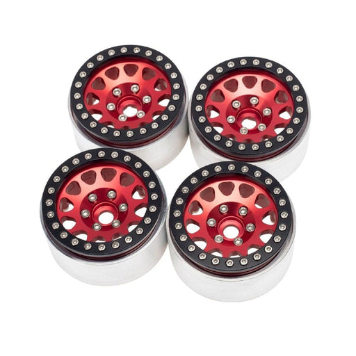 HDTCW03014B Hobby Details 1.9" AL Triangle-Round Beadlock Wheels - Red (4)