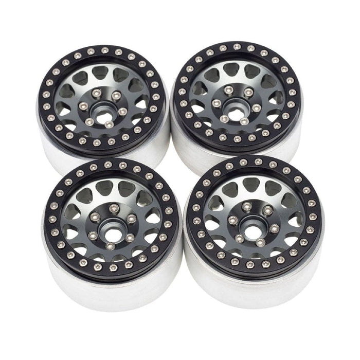 HDTCW03014C Hobby Details 1.9" AL Triangle-Round Beadlock Wheels - Grey (4)
