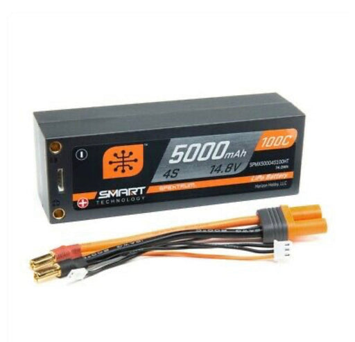 SPMX50004S100HT 5000mAh 4S 14.8V 100C Smart LiPo Short; 5mm Tubes