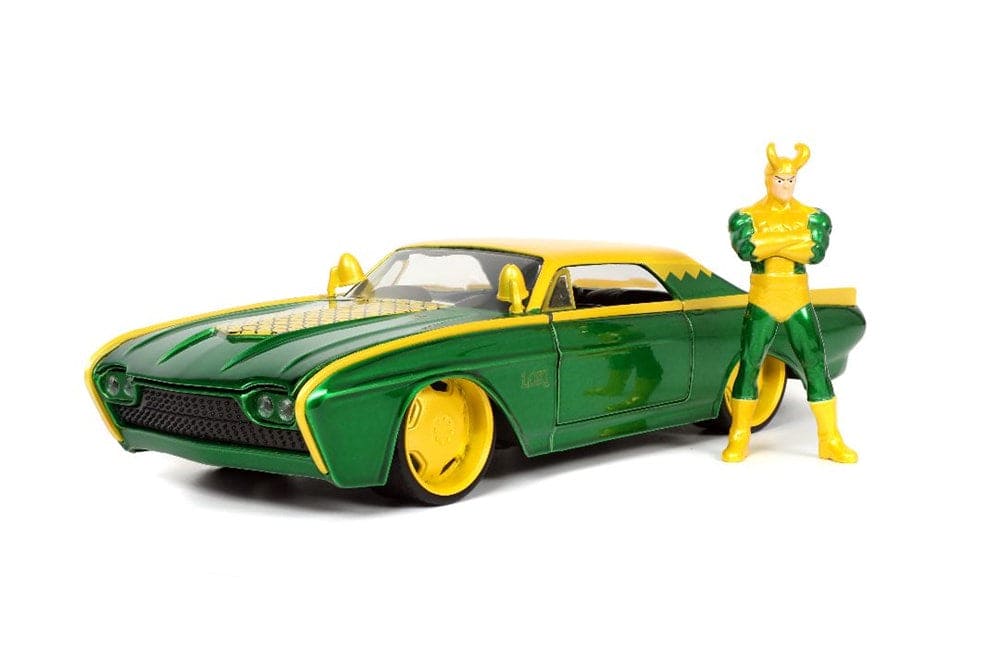 JAD33357 Jada 1/24 "Hollywood Rides" Marvel 1963 Ford Thunderbird with LOKI