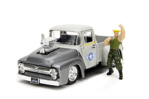 JAD34373 Jada 1/24 "Hollywood Rides" Street Fighter 1956 Ford F-100 With Guile - Glossy Grey