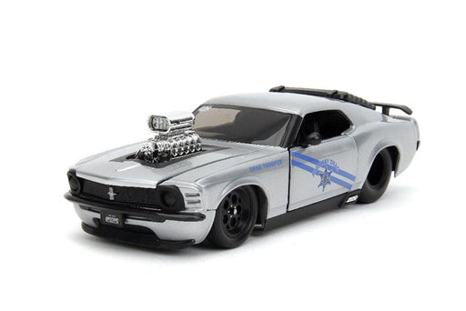 JAD35021 Jada 1/24 "BIGTIME Muscle" 1970 Ford Mustang Boss 429 - Candy Silver, Blue Stripes