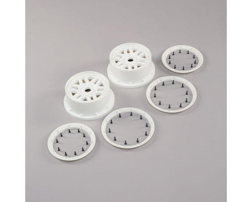 LOS45026 Wheel & Beadlock Set, White (2): 5ive-T 2.0