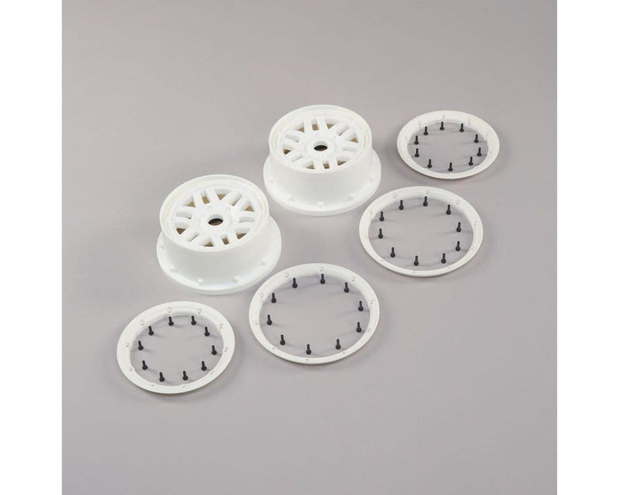 LOS45026 Wheel & Beadlock Set, White (2): 5ive-T 2.0
