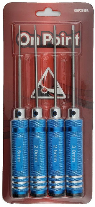 ONP3510A  On Point Hex Screwdrivers (4) Size: 1.5, 2.0, 2.5, 3.0mm - Blue