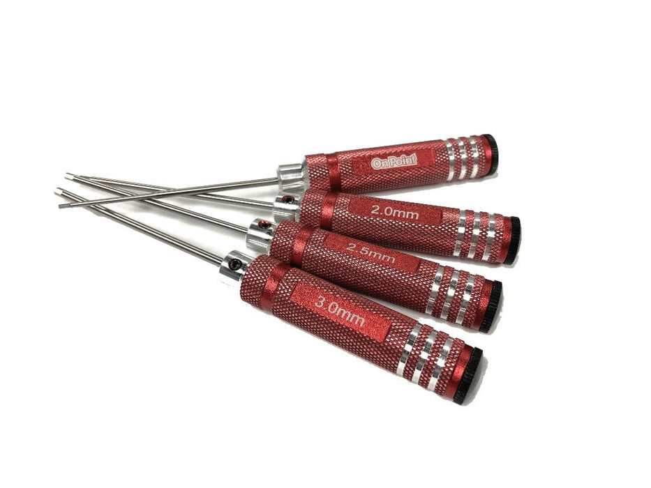 ONP3510C On Point Hex Screwdrivers (4) Size: 1.5/2.0/2.5/3.0mm - Red