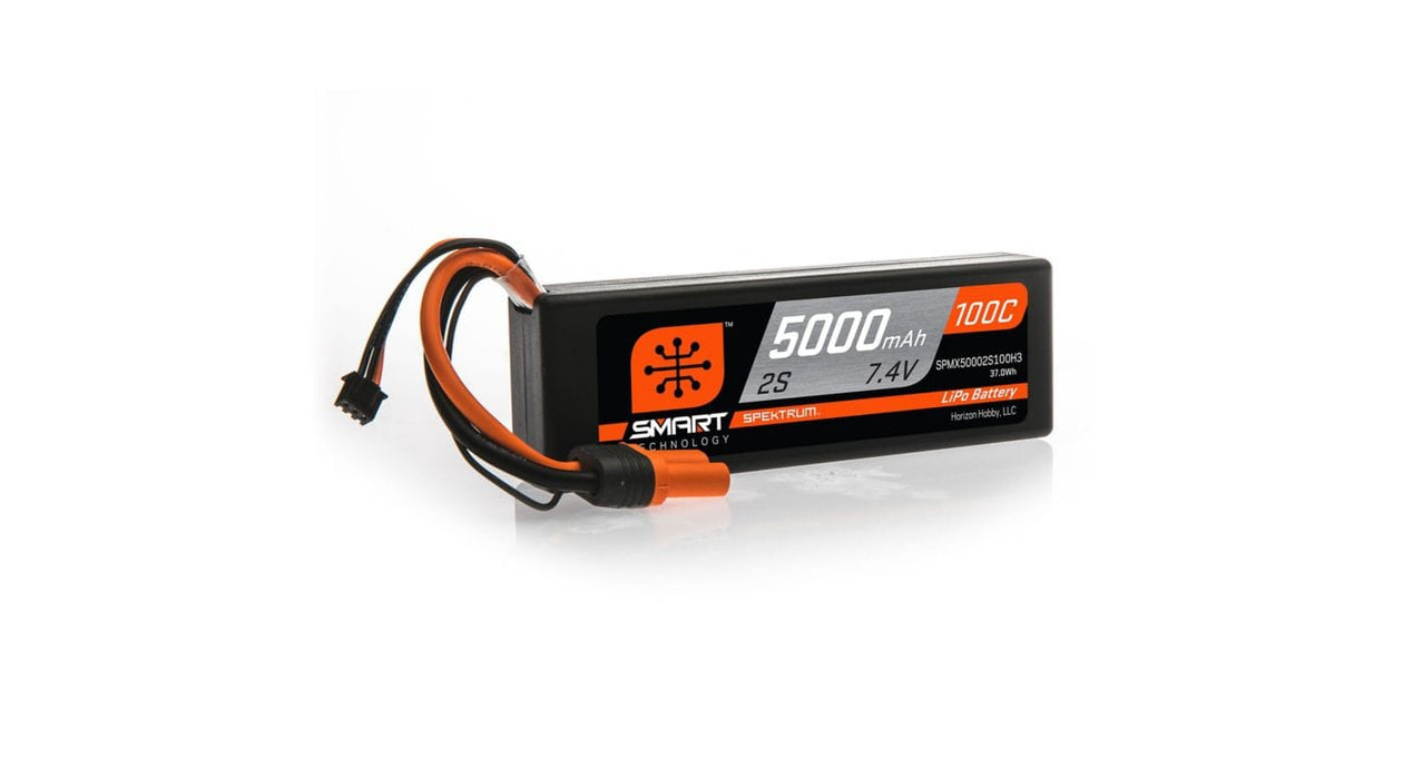 SPMX50002S100H3 7.4V 5000mAh 2S 100C Smart LiPo, Hardcase IC3