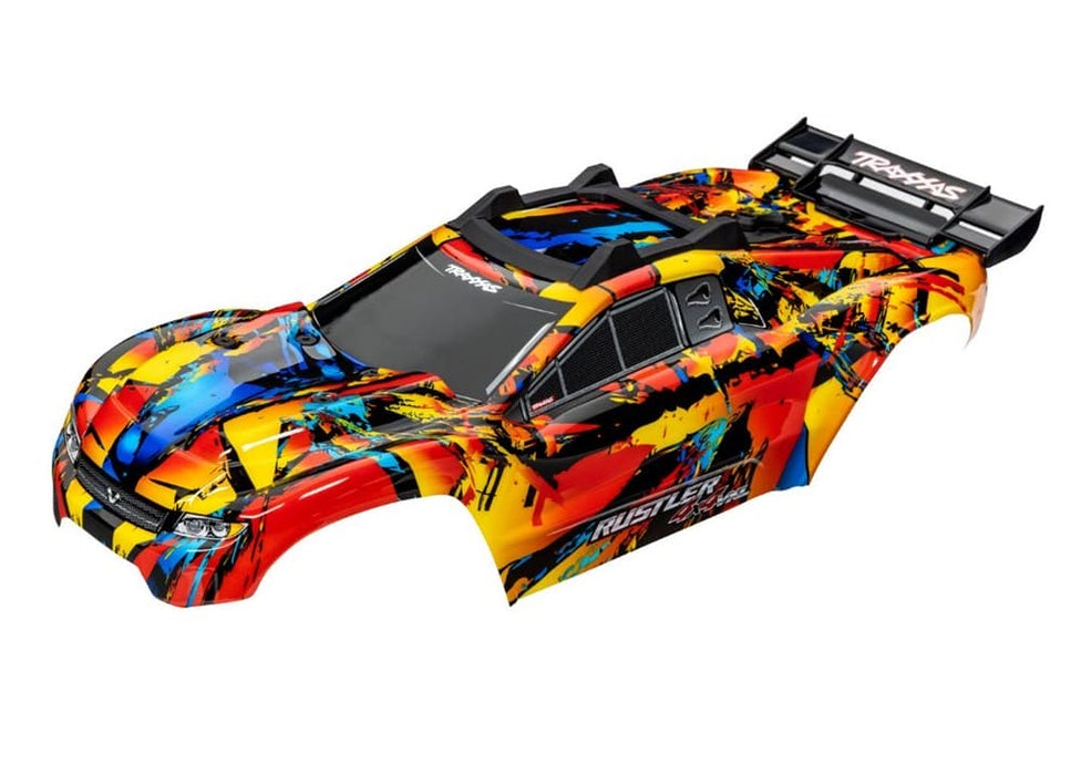 tra6718R Traxxas Body, Rustler 4x4 VXL, Solar Flare (painted, decals)