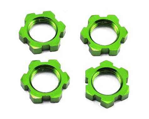 TRA7758G   Wheel nuts, splined, 17mm, serrated (green-anodized) (4)